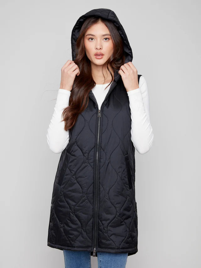 Pearliuzed Long Hooded Vest
