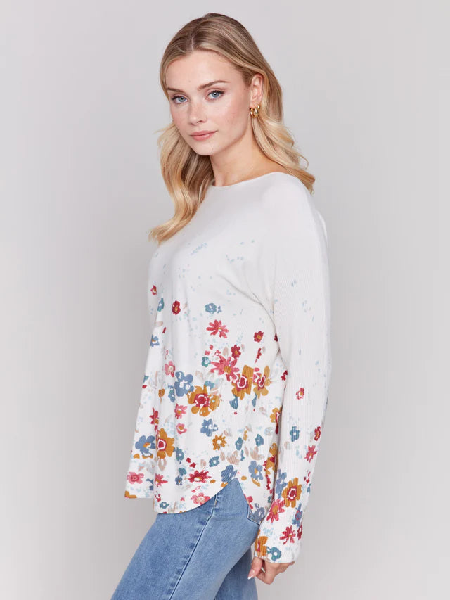 Printed Plush Knit Sweater