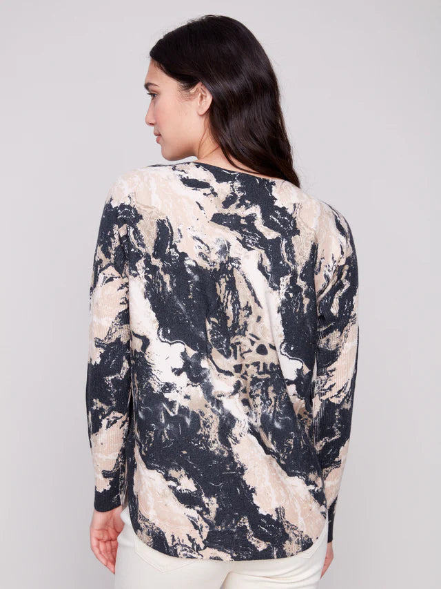 Printed Rounded Hem Sweater