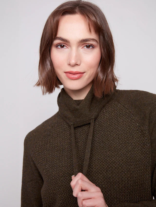 Textured Cowl Neck Sweater