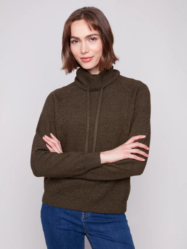 Textured Cowl Neck Sweater