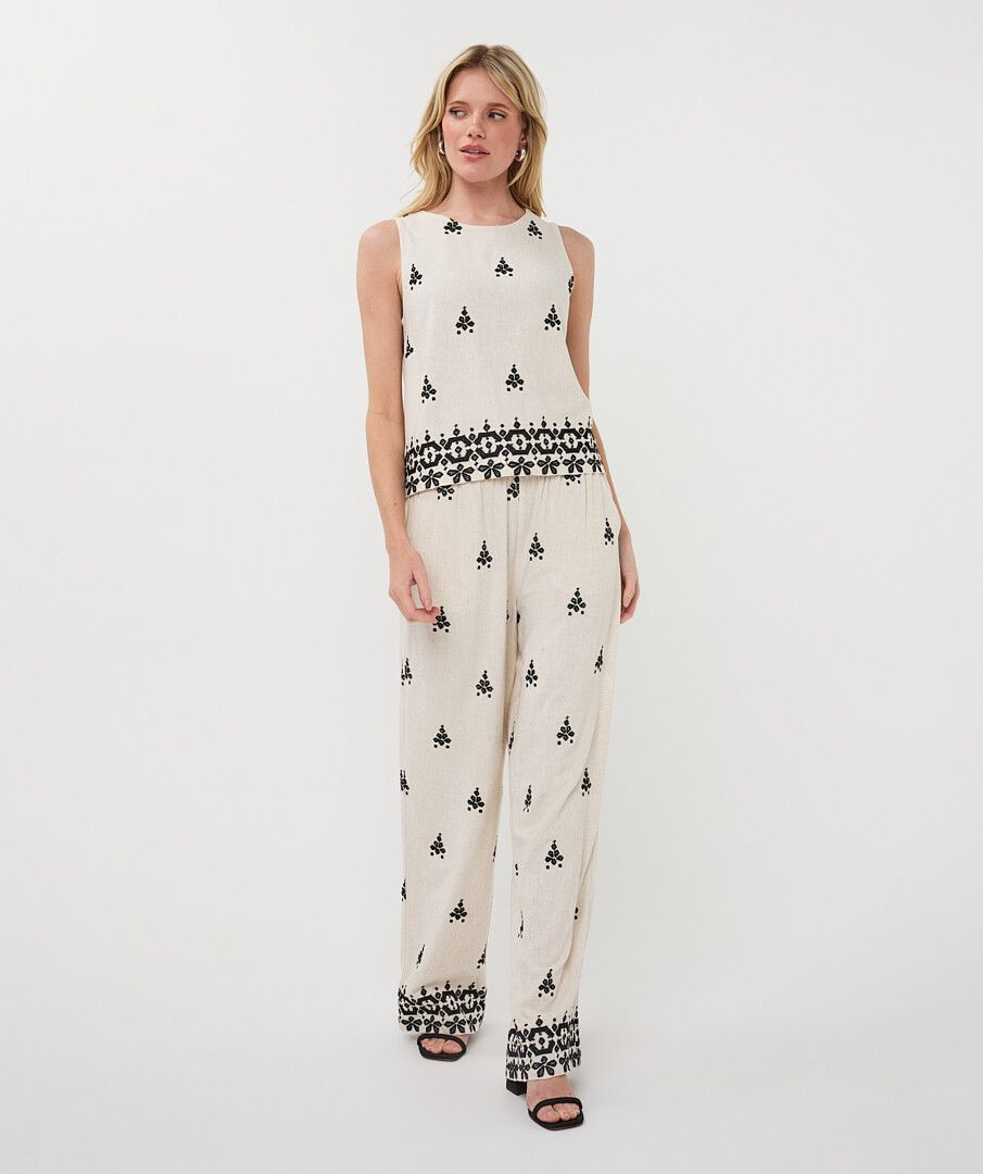 Esqualo Embroidered Pant - OLIVIA'S