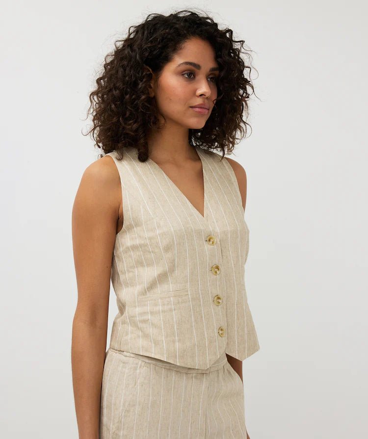 Gilet Linen Stripe Vest - OLIVIA'S