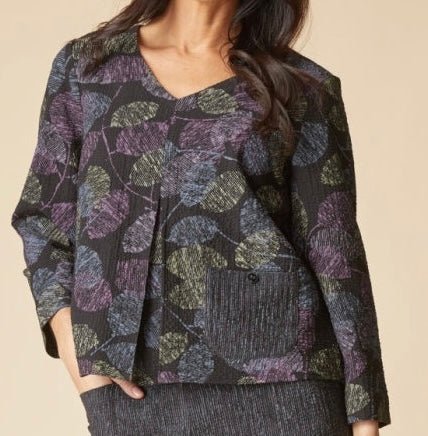 Habit Women's Crinkle Crepe Scattered Leaves Pleat Top - OLIVIA'S