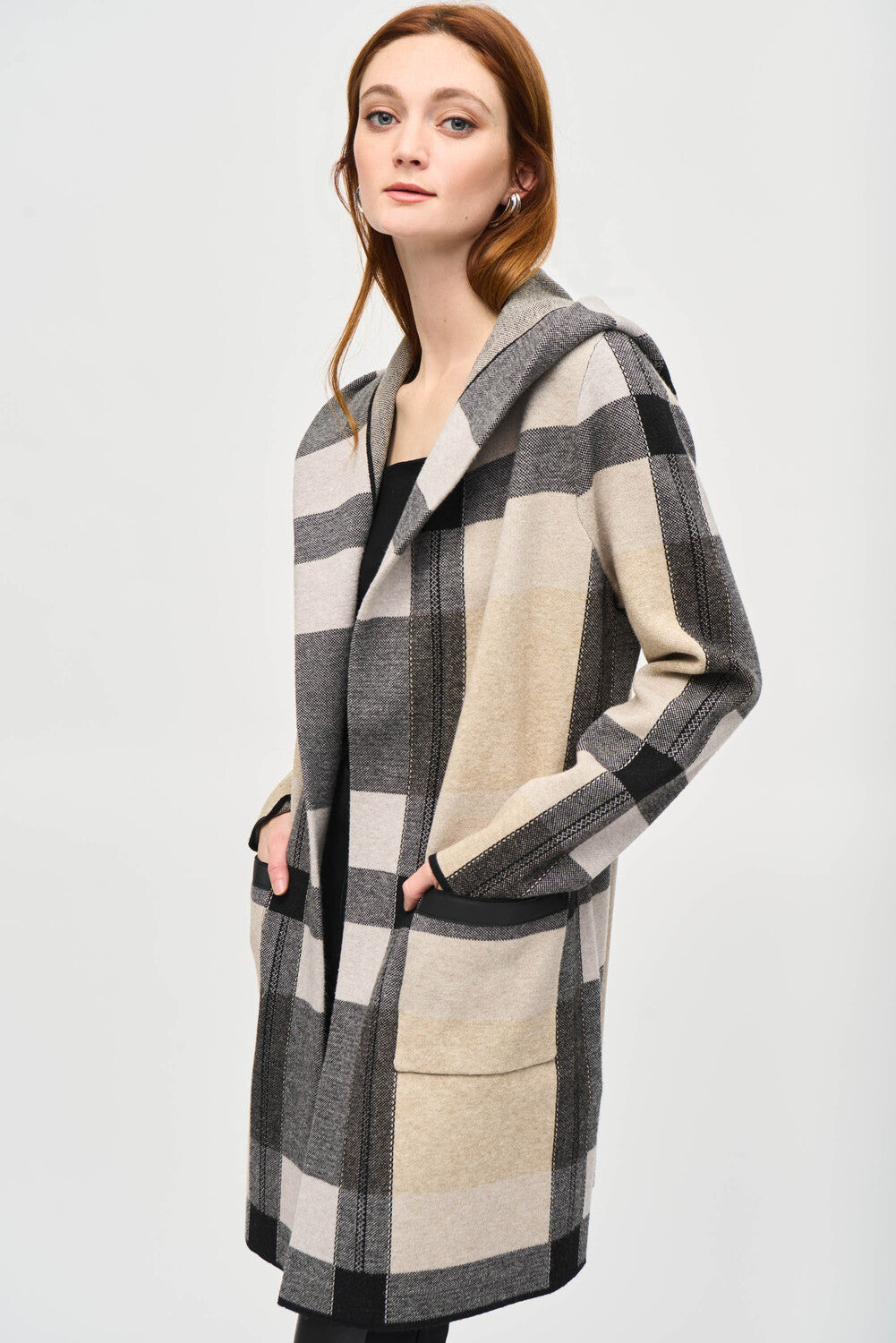 Hooded Tartan Winter Cardigan