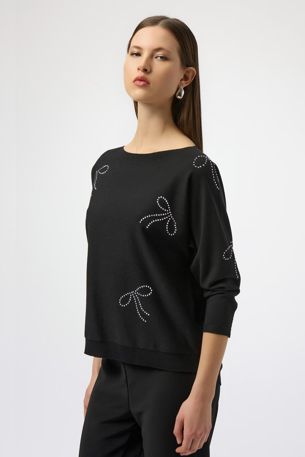 Embellished Boat Neck Pullover