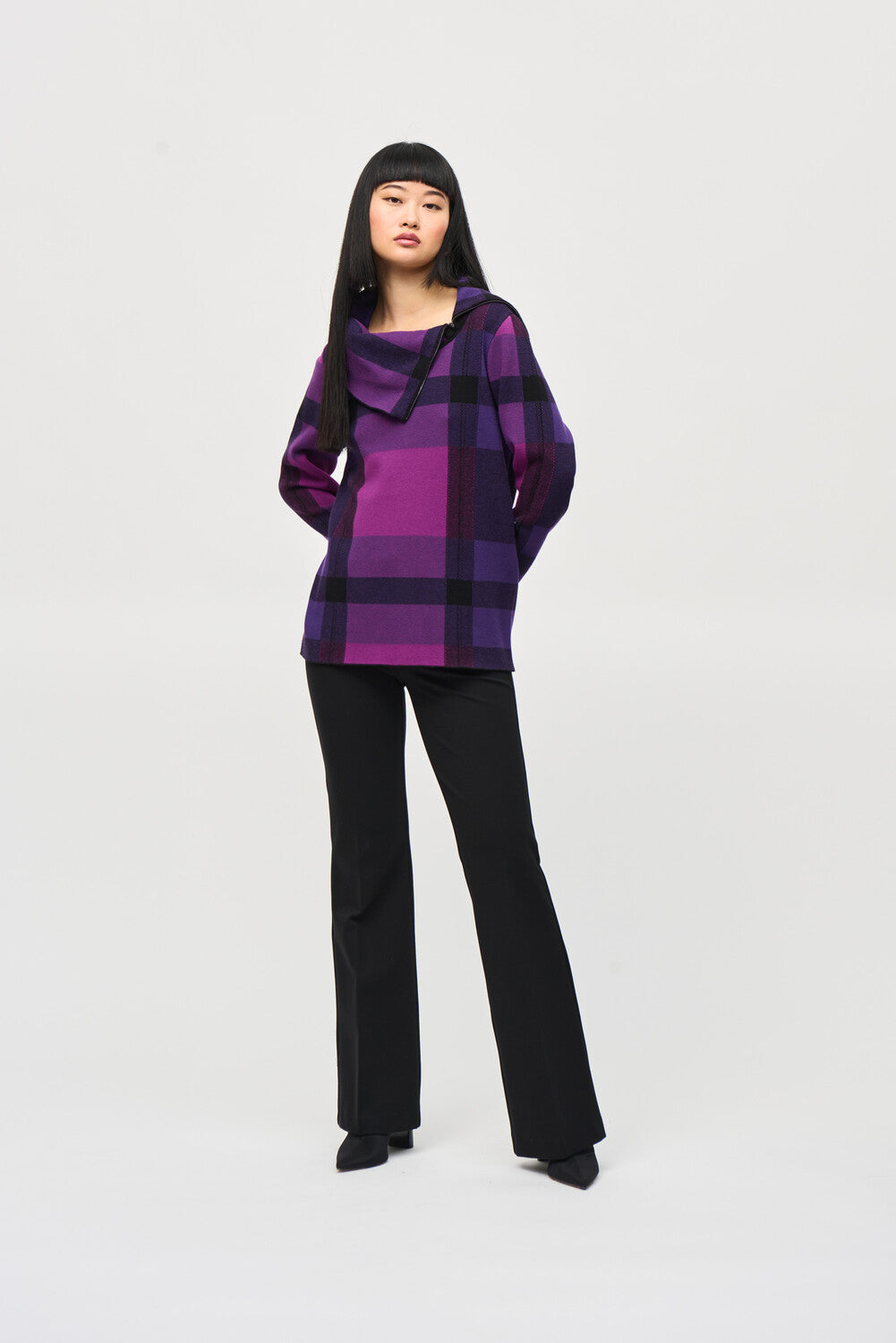 Tartan Cowl Neck Top