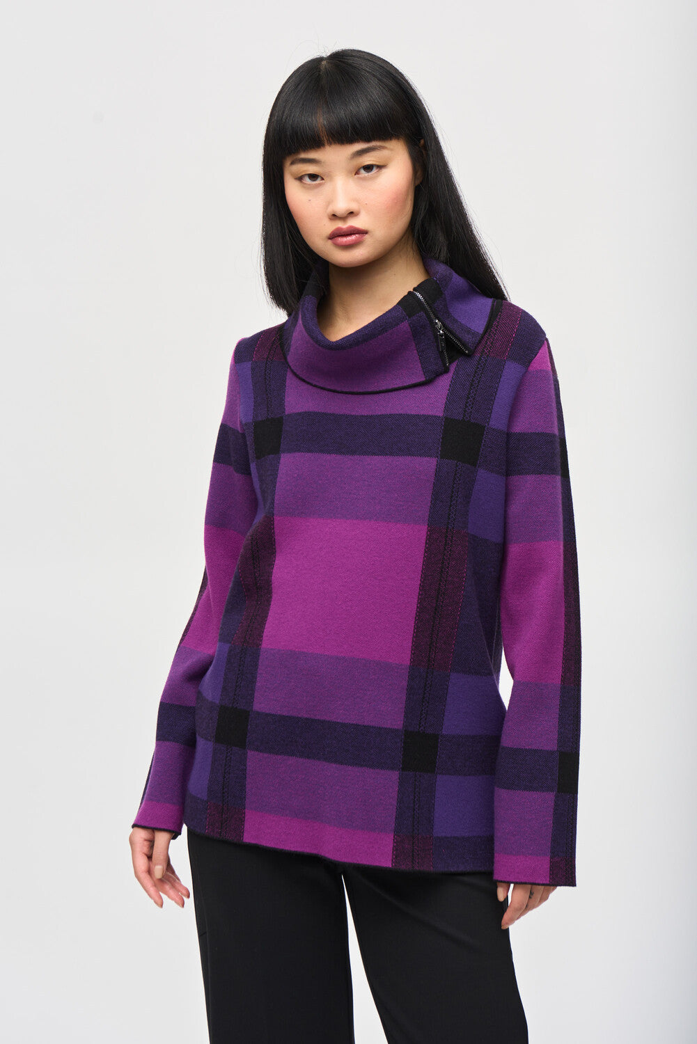 Tartan Cowl Neck Top