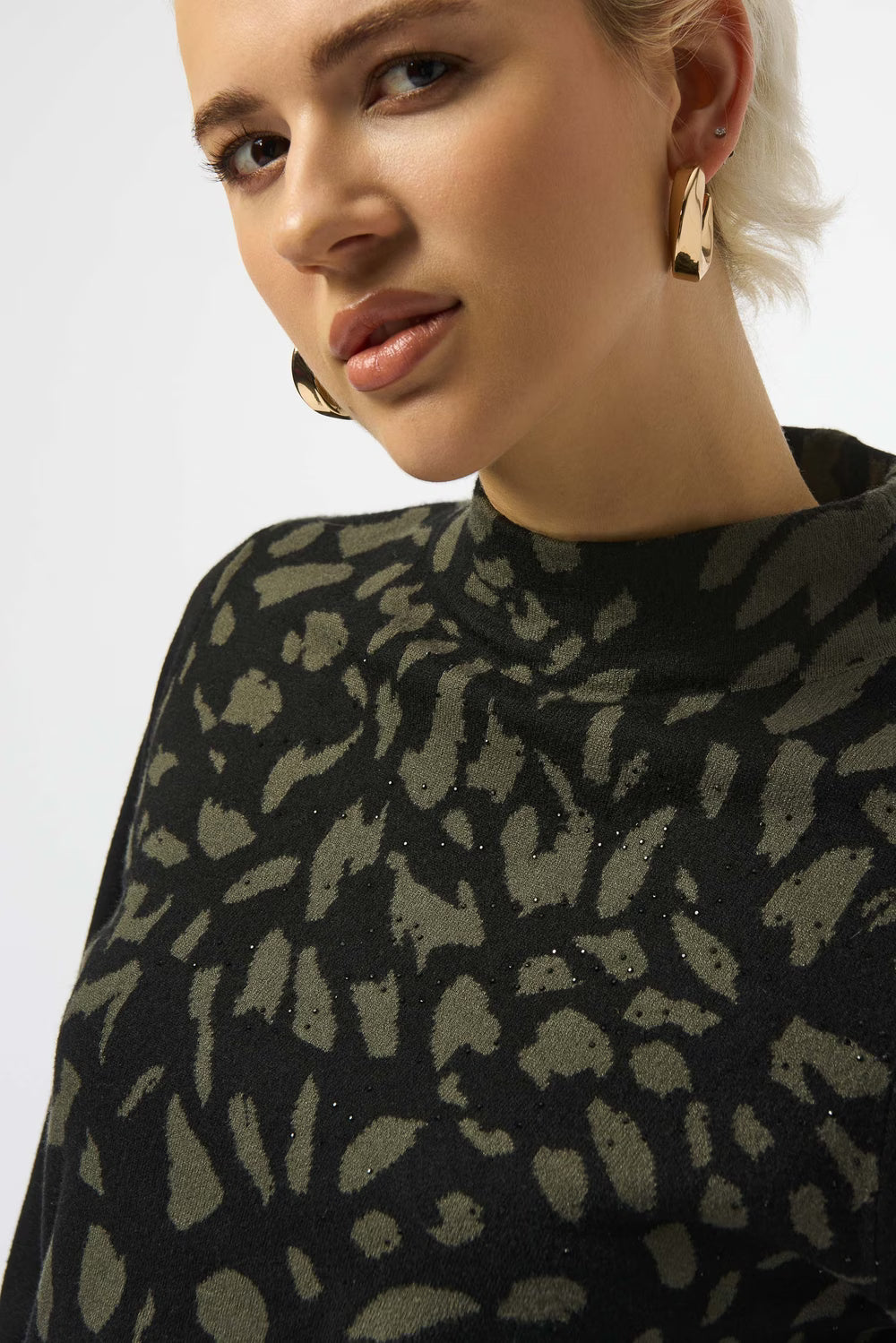 Animal Print Mock Neck Pullover