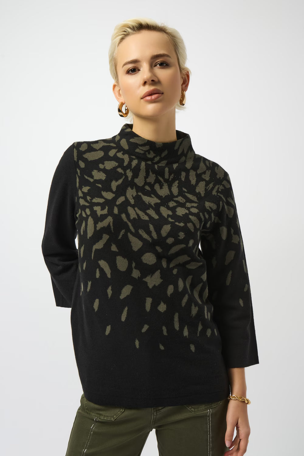 Animal Print Mock Neck Pullover