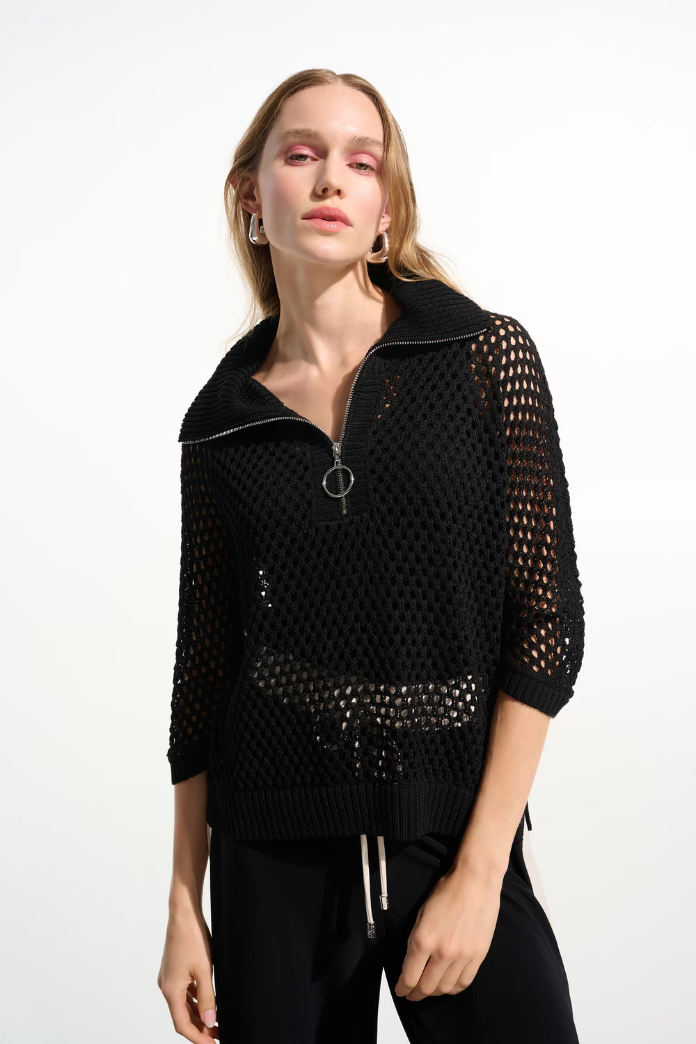 Woven Half-Zip Top
