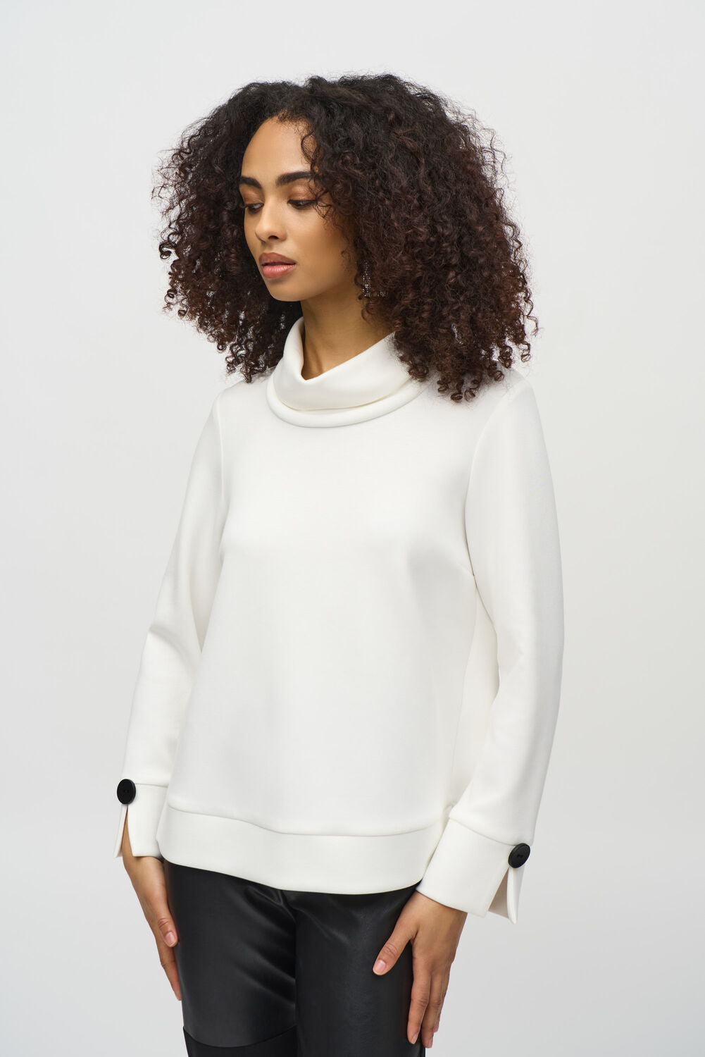 Cowl Neck Pullover With Buttons