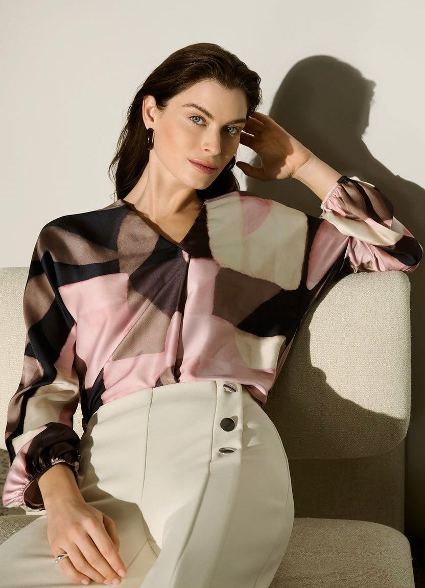 Joseph Ribkoff Women's Geometric Print Satin Top - OLIVIA'S