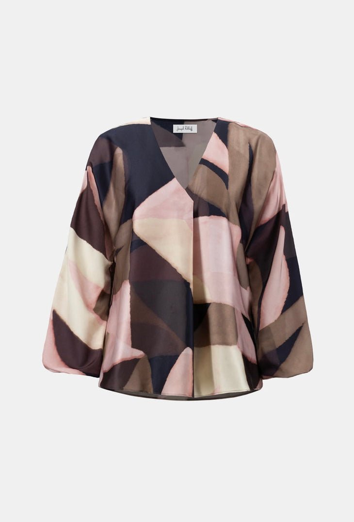 Joseph Ribkoff Women's Geometric Print Satin Top - OLIVIA'S