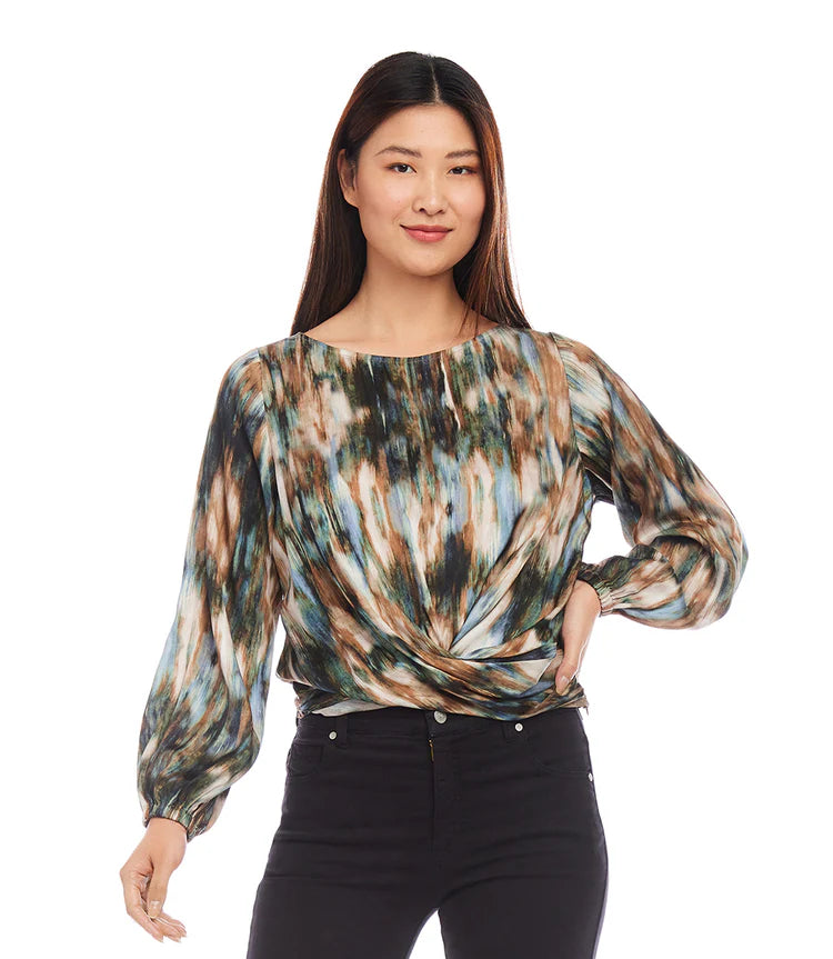 Satin Boatneck Drape Top *