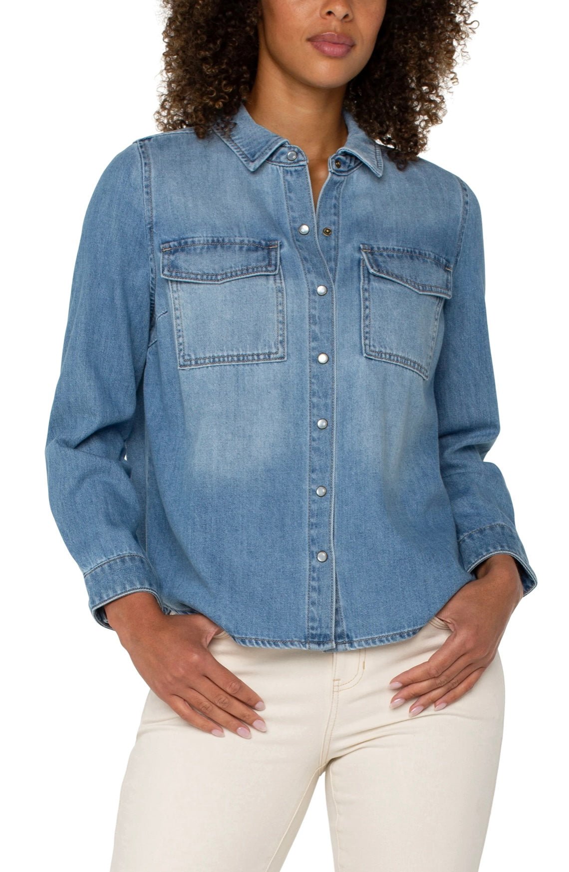 Liverpool Denim Button Down Shirt - OLIVIA'S