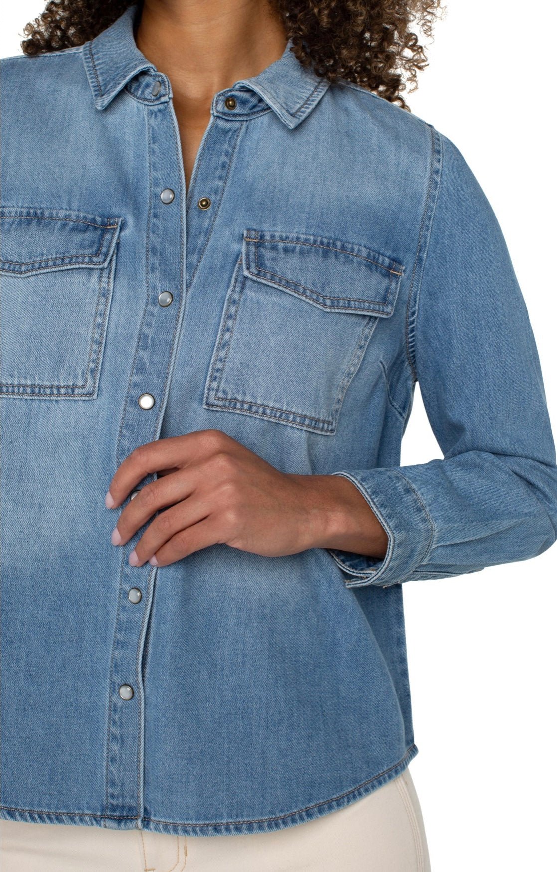 Liverpool Denim Button Down Shirt - OLIVIA'S