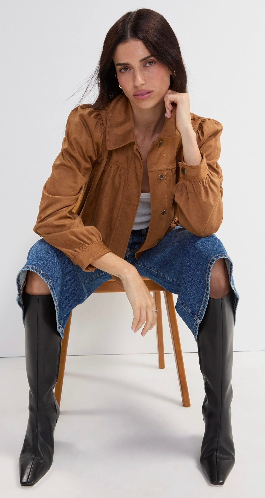 Liverpool Women's Puff Sleeve Jacket With Laser Cut Hem - OLIVIA'S