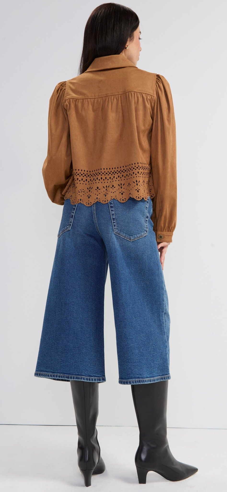 Liverpool Women's Puff Sleeve Jacket With Laser Cut Hem - OLIVIA'S