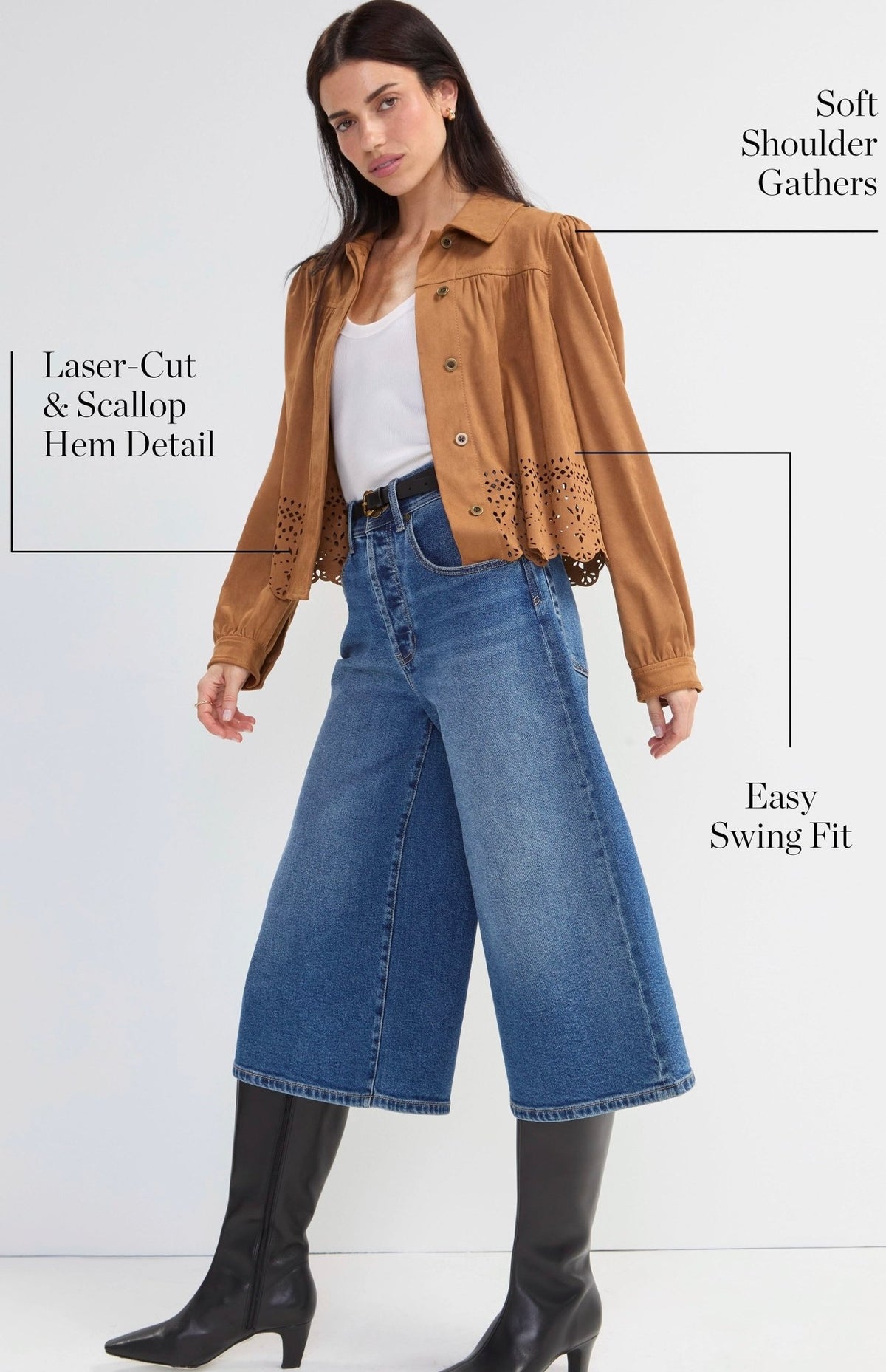 Liverpool Women's Puff Sleeve Jacket With Laser Cut Hem - OLIVIA'S