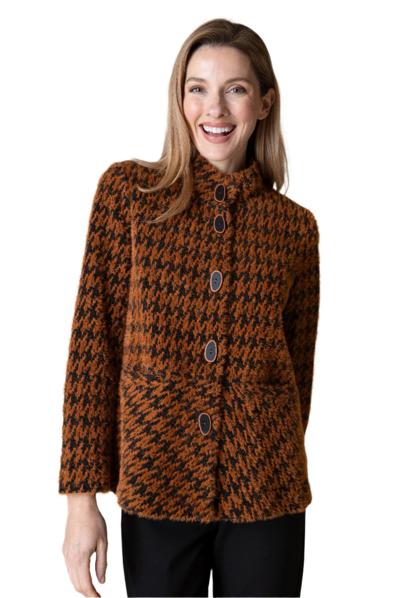 Chenille Houndstooth Car Coat