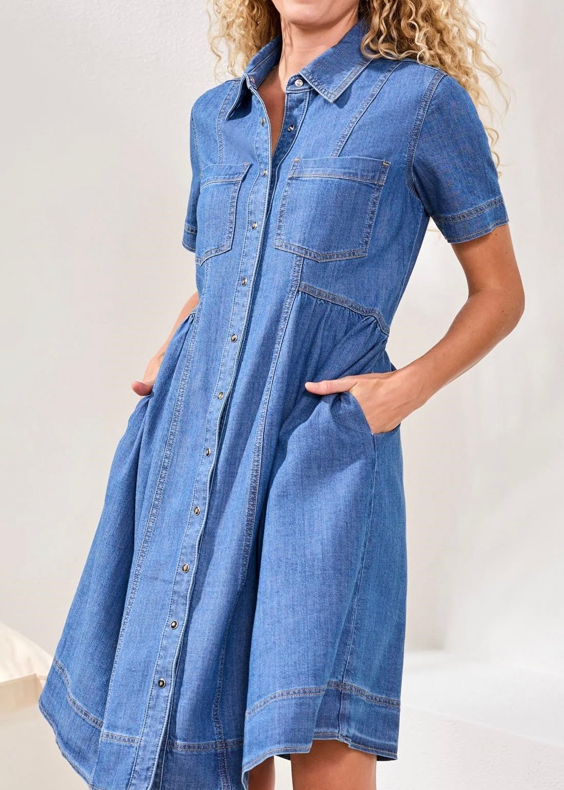 Tribal Button Down Flowy Dress With Pockets - OLIVIA'S