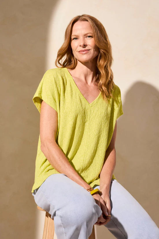 Pucker Knit Top Avocado