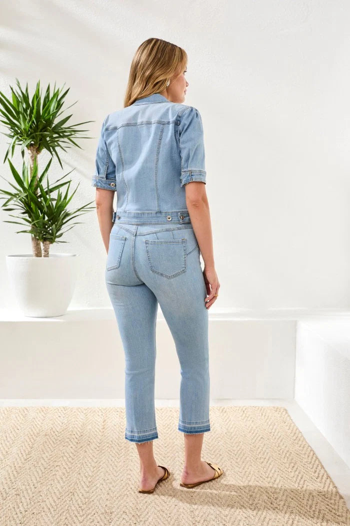 Tribal Comfort Stretch Elbow Sleeve Denim Jacket