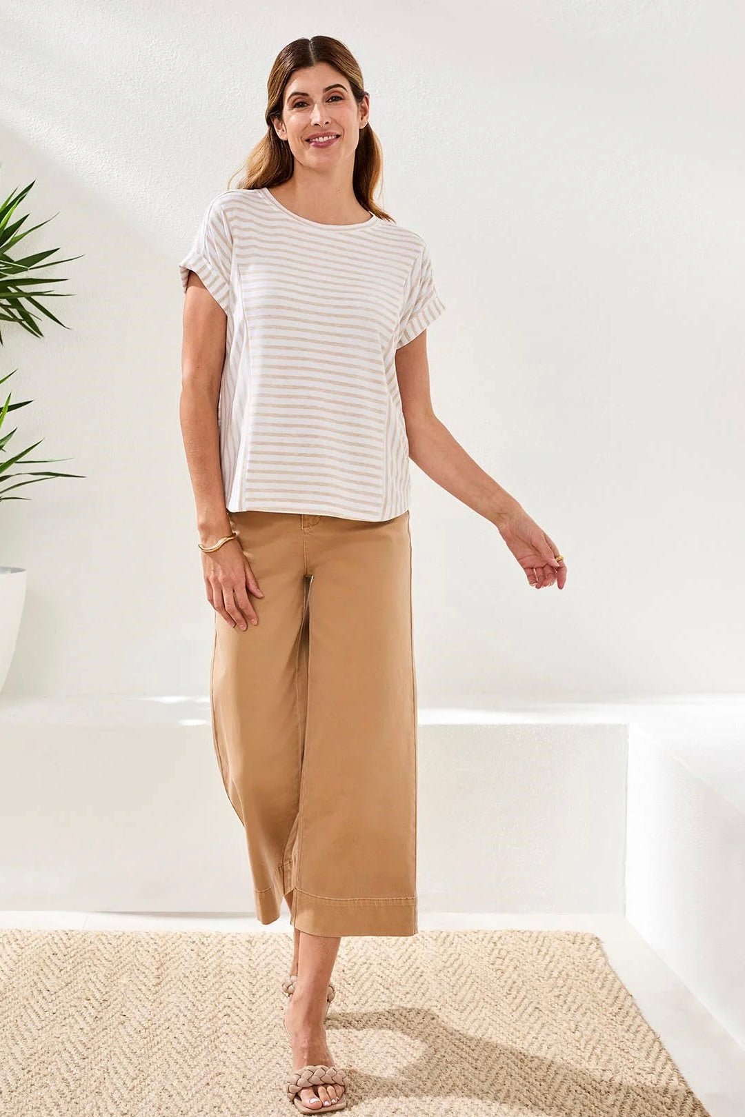Tribal Crew Neck Top W Side Ruching - OLIVIA'S