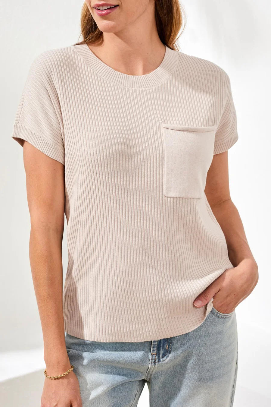 Dolman Short Sleeve Ribbed Top*