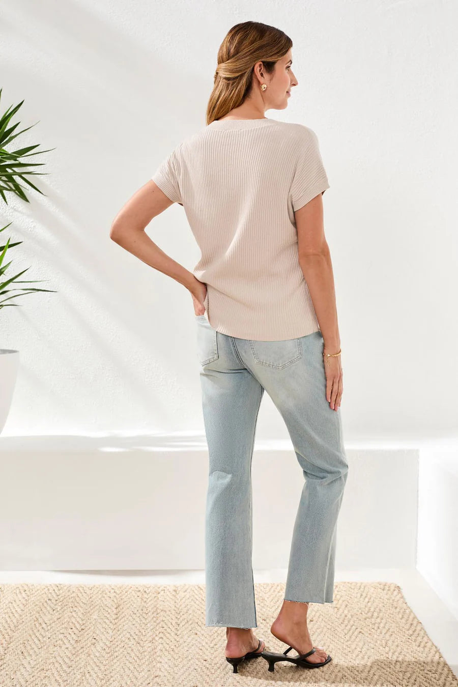 Dolman Short Sleeve Ribbed Top*