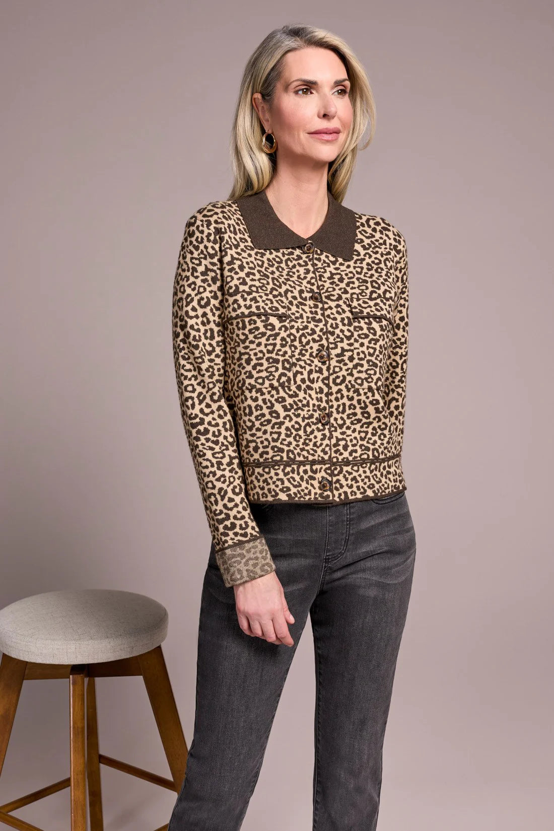 Double Knit Button Front Cardigan