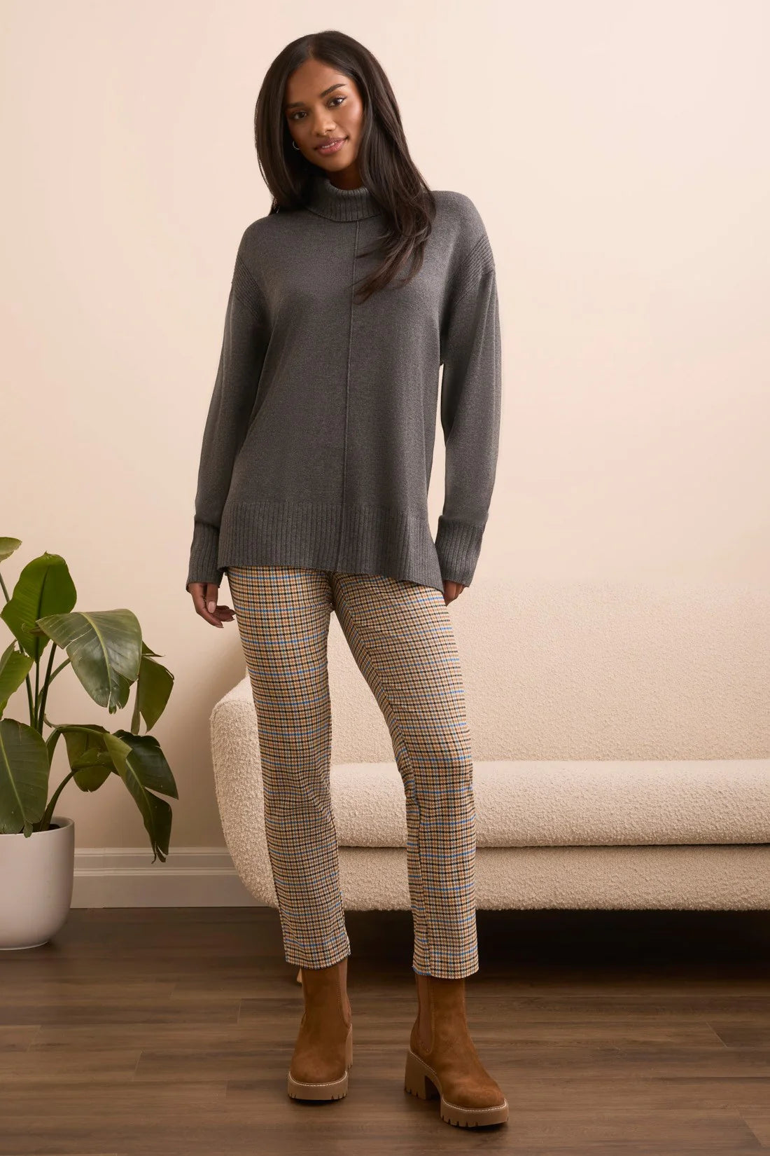 Drop Shoulder Turtle Neck Sweater