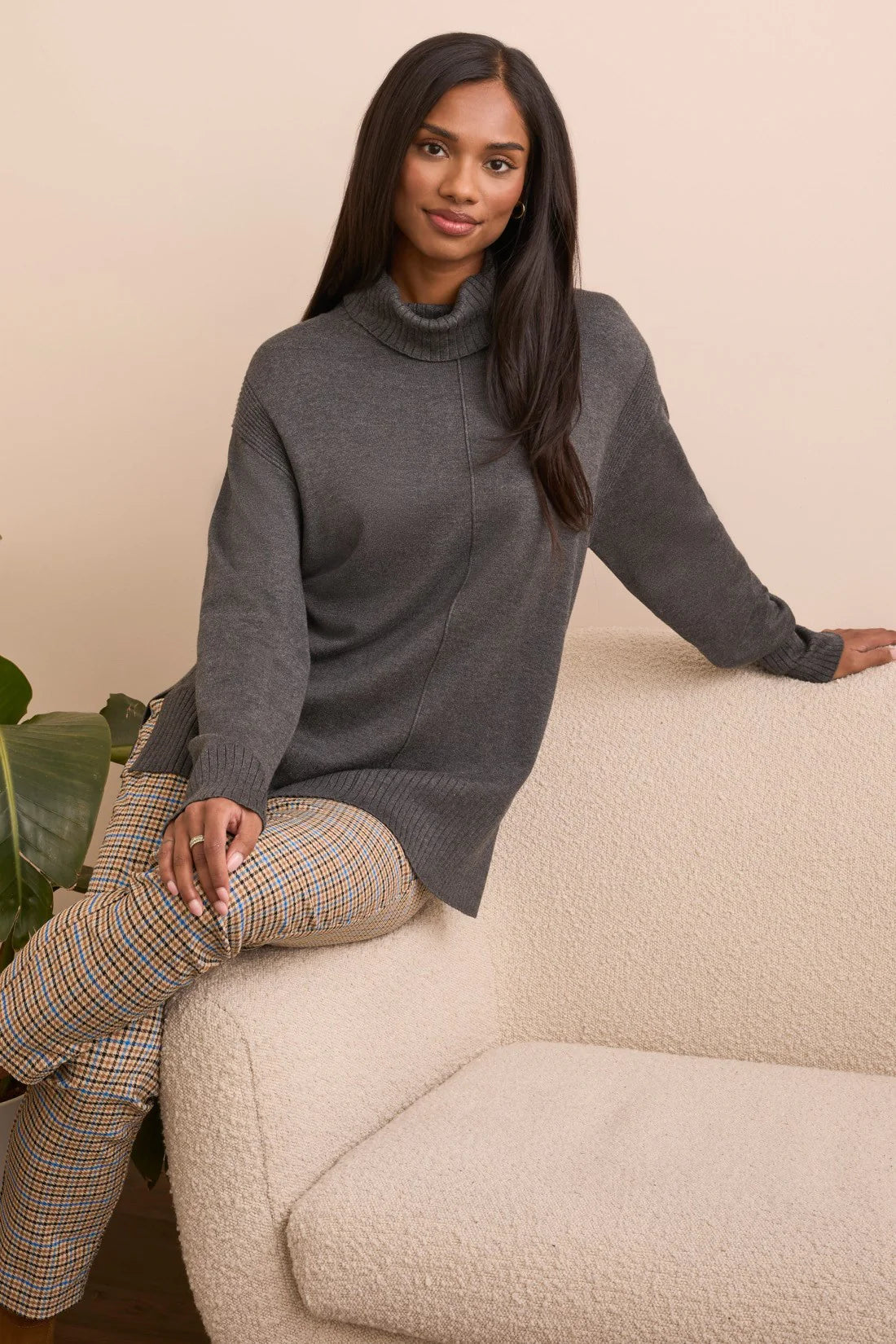 Drop Shoulder Turtle Neck Sweater