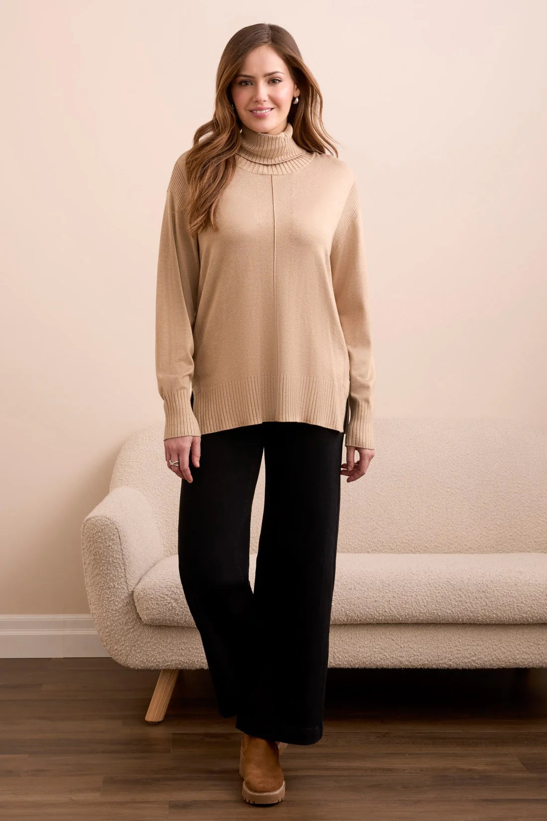 Drop Shoulder Turtle Neck Sweater