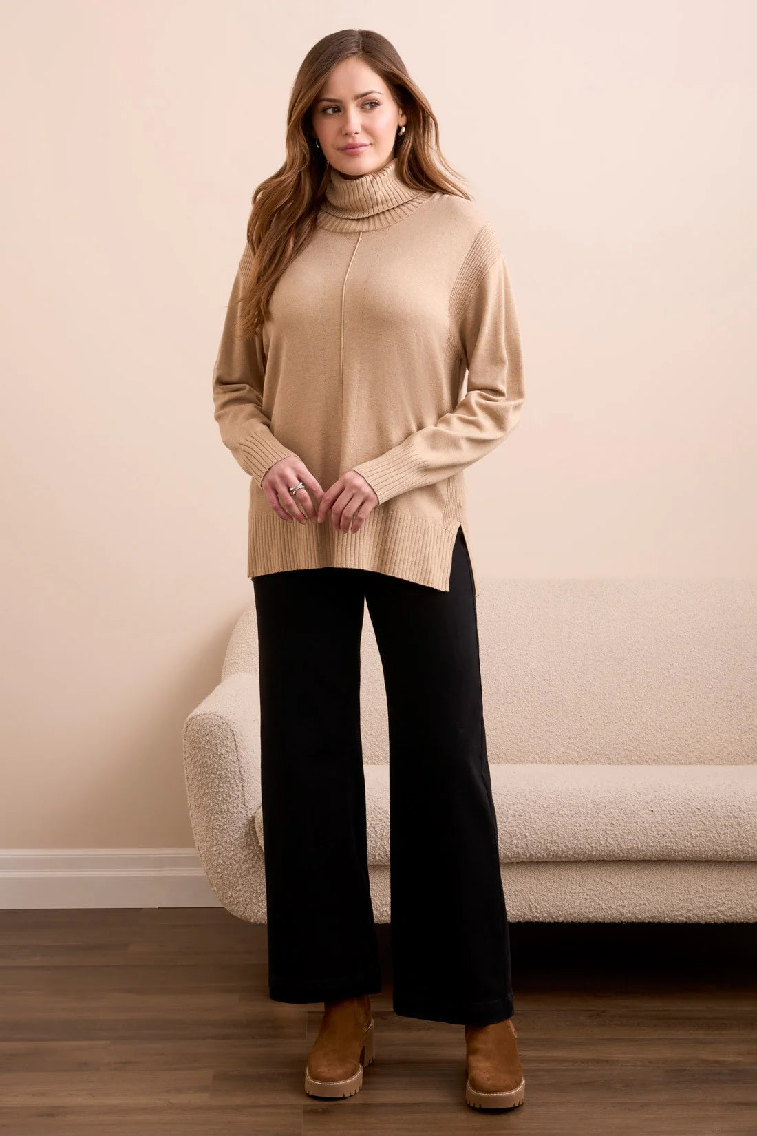 Drop Shoulder Turtle Neck Sweater