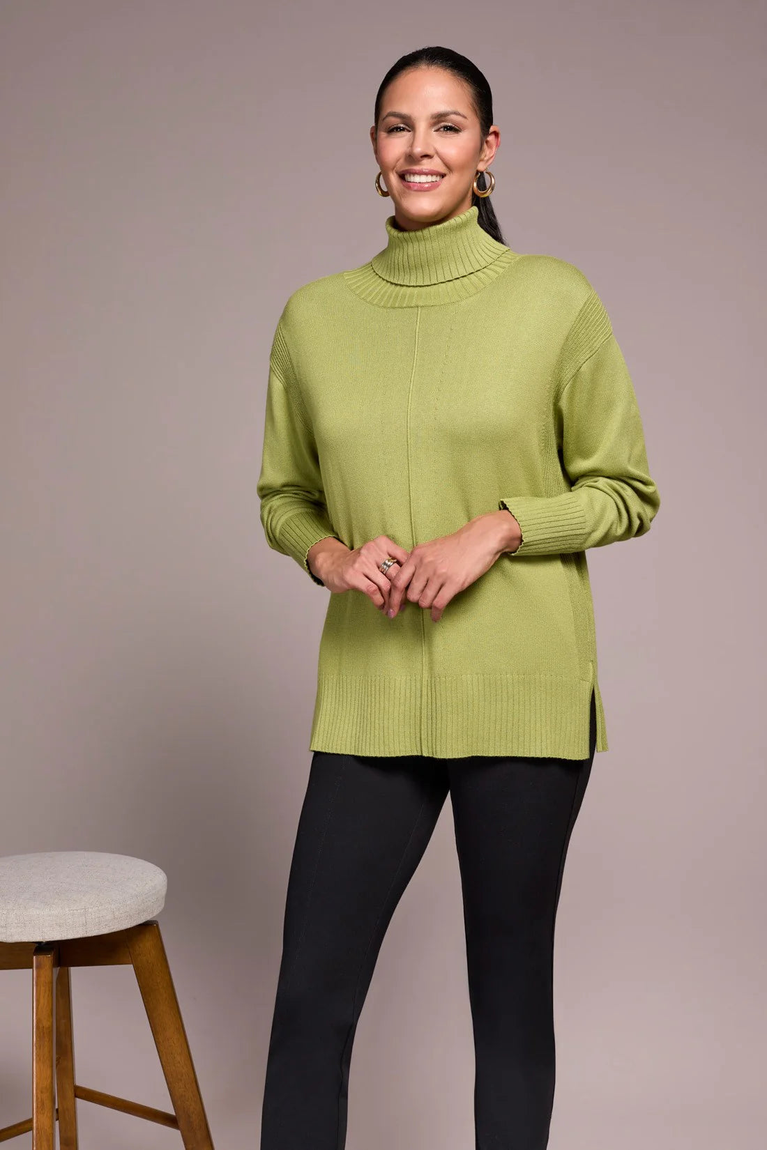 Drop Shoulder Turtle Neck Sweater