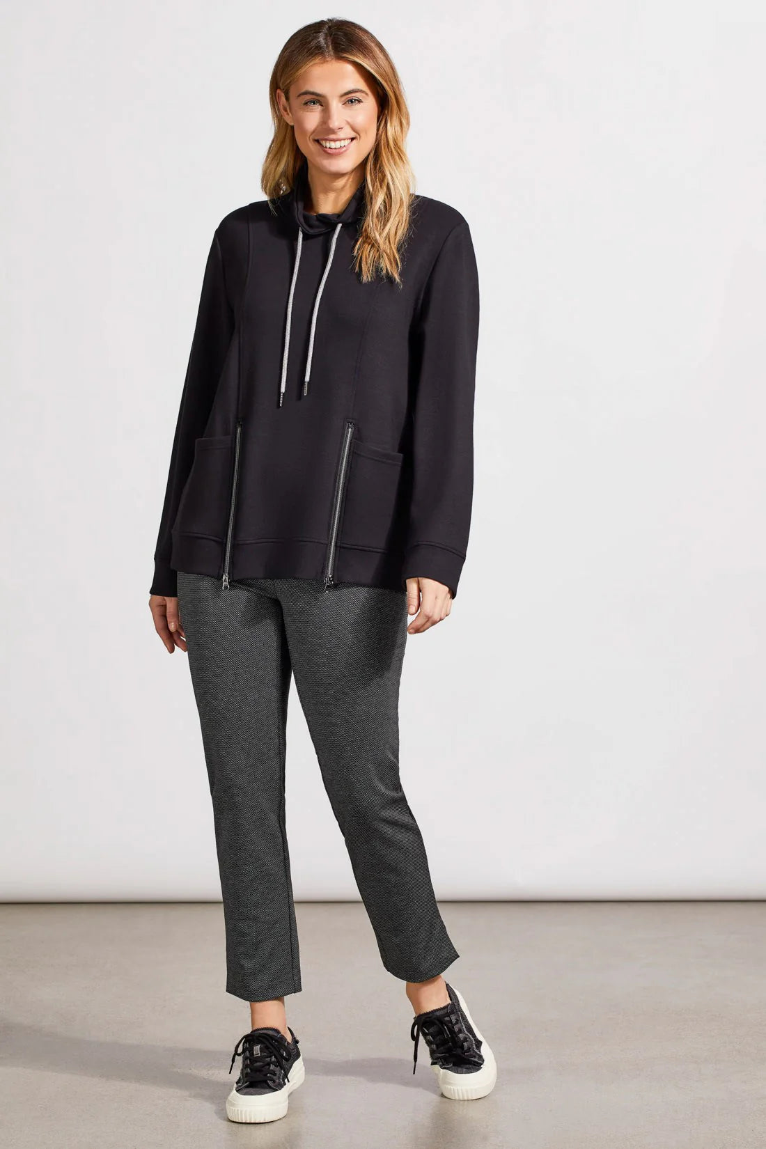 Funnel Neck Top With Pockets