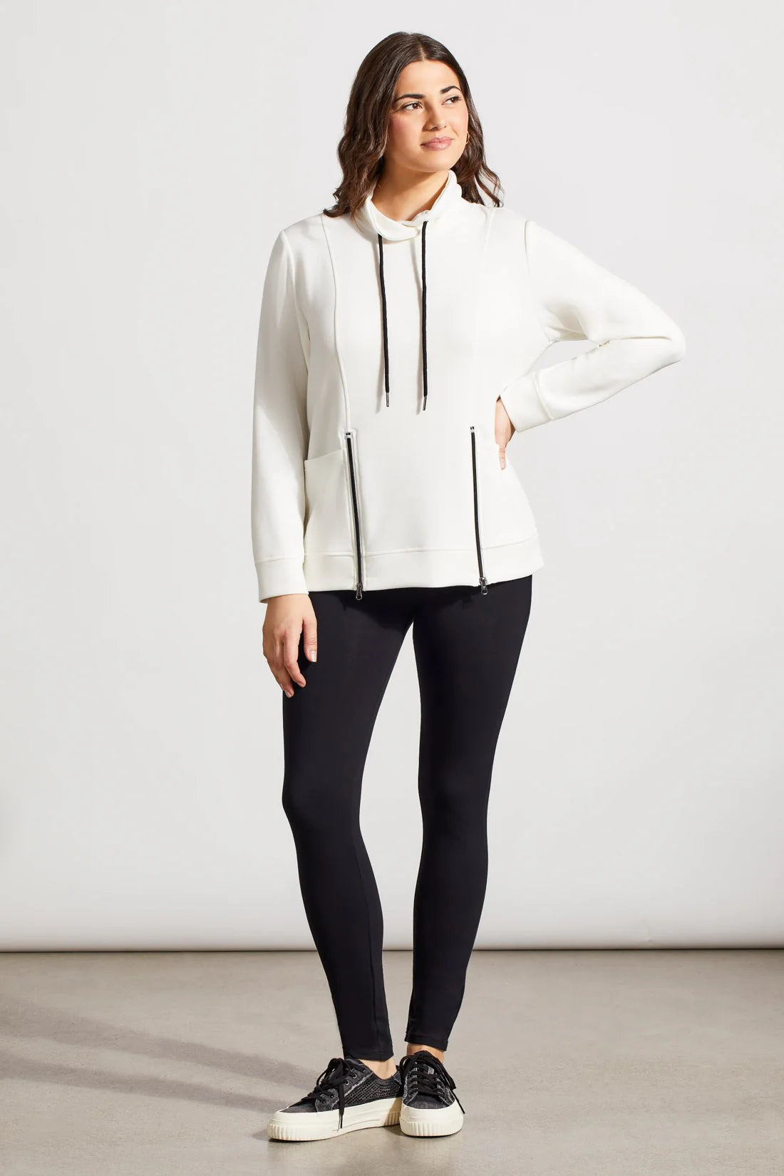 Funnel Neck Top With Pockets