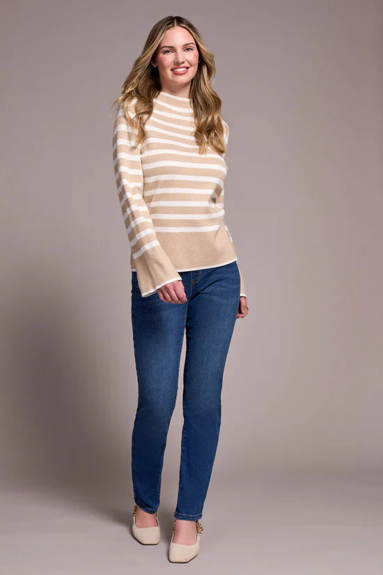 Mock Neck Striped Sweater