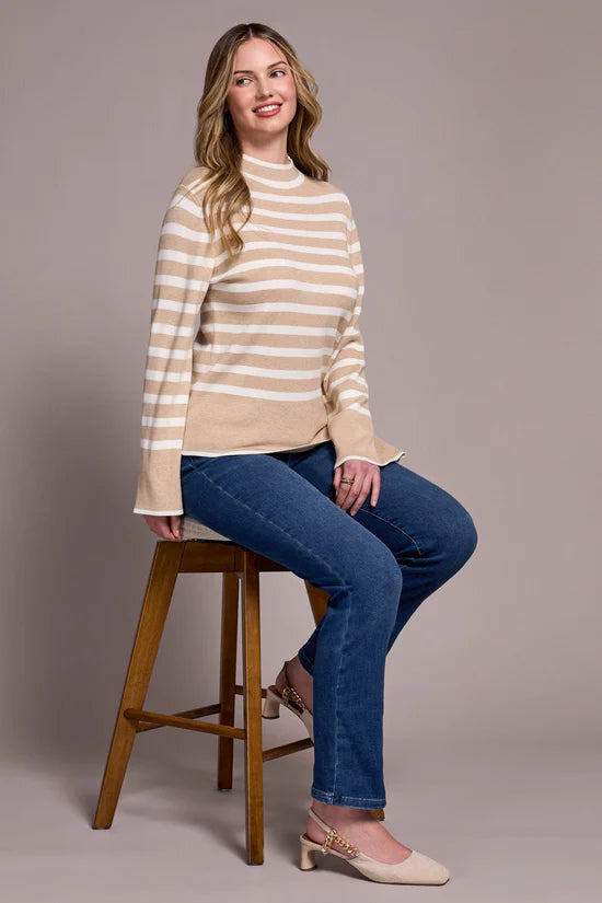 Mock Neck Striped Sweater