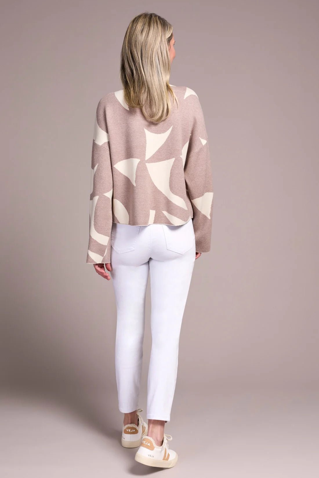 Tribal Mock Neck Abstract Sweater - OLIVIA'S