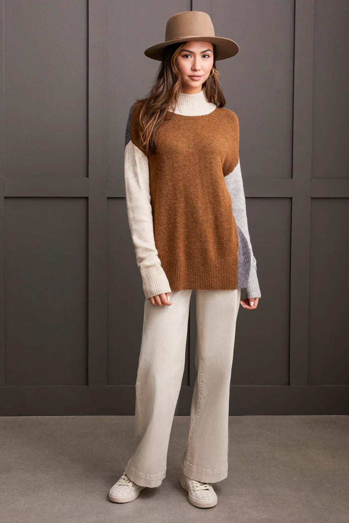 Mock Neck Colorblock Sweater