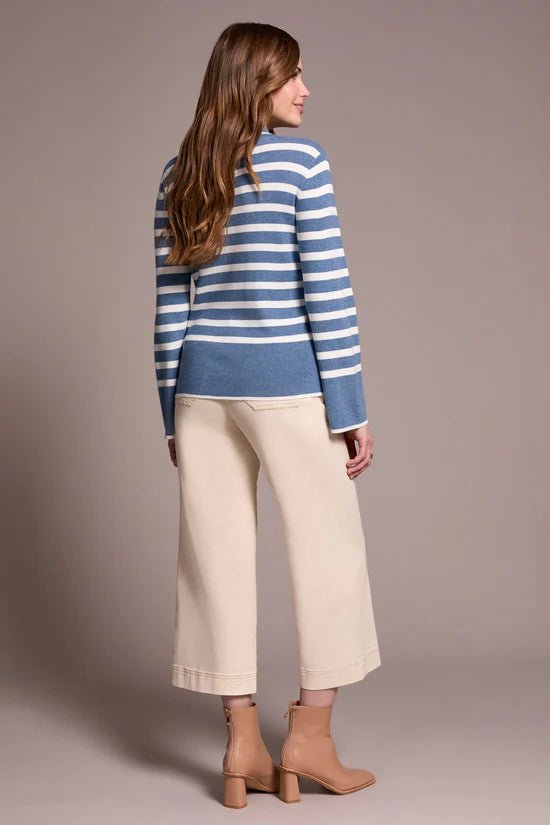 Tribal Mock Neck Striped Sweater - OLIVIA'S