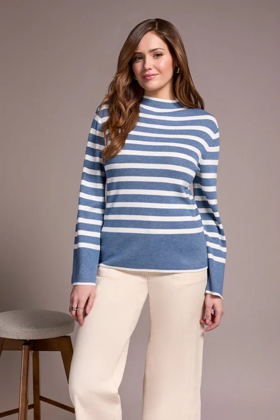 Tribal Mock Neck Striped Sweater - OLIVIA'S