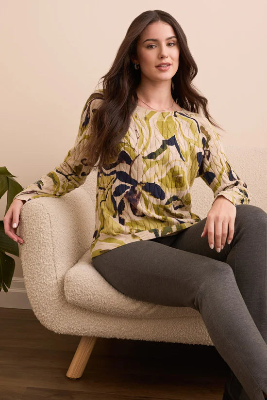 Cable Cotton Crew Neck Sweater