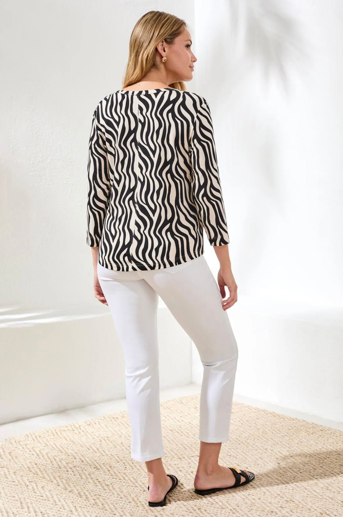 Tribal Scoop Neck Top With Buttons - OLIVIA'S