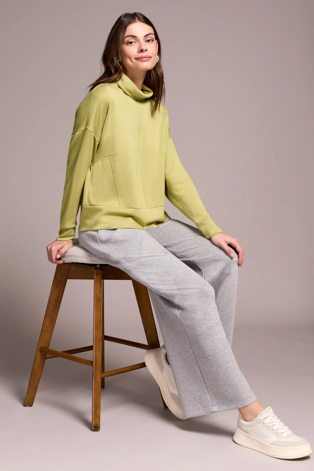 Drop Shoulder Funnel Neck Top