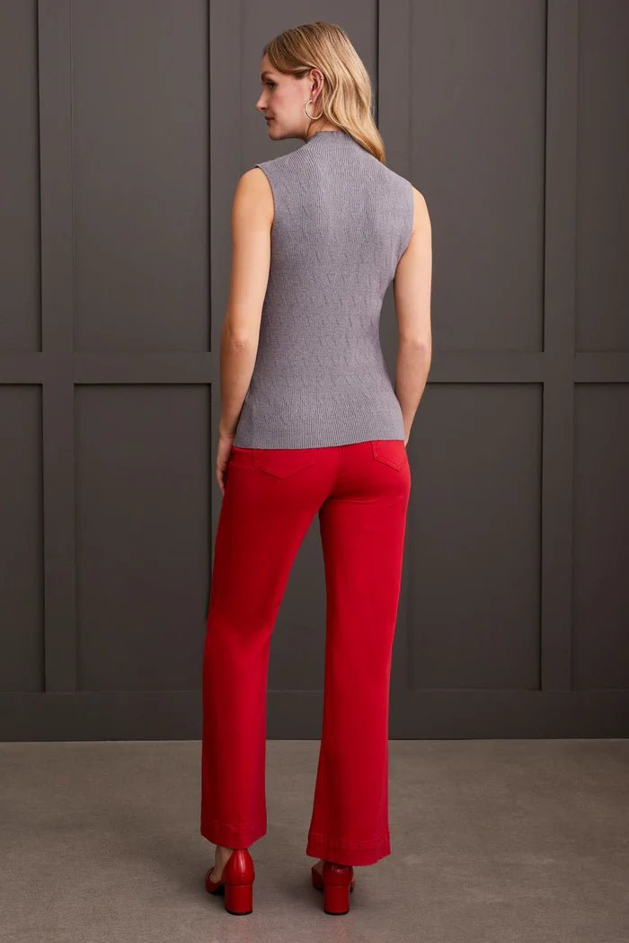 Tribal Textured Sleeveless Mock Neck Shell - OLIVIA'S