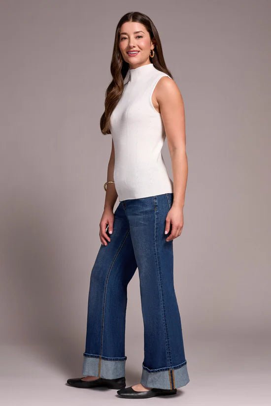 Tribal Textured Sleeveless Mock Neck Shell - OLIVIA'S